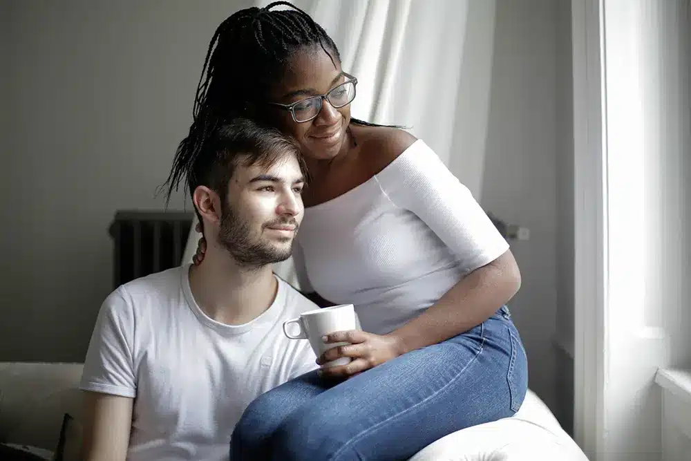 happy interracial couple